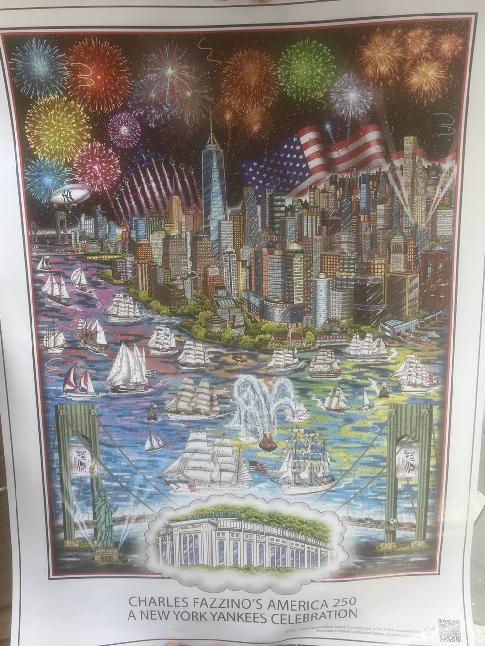 America 250 Celebration Poster NEW York Yankees Charles Fazzino 6/2/2026